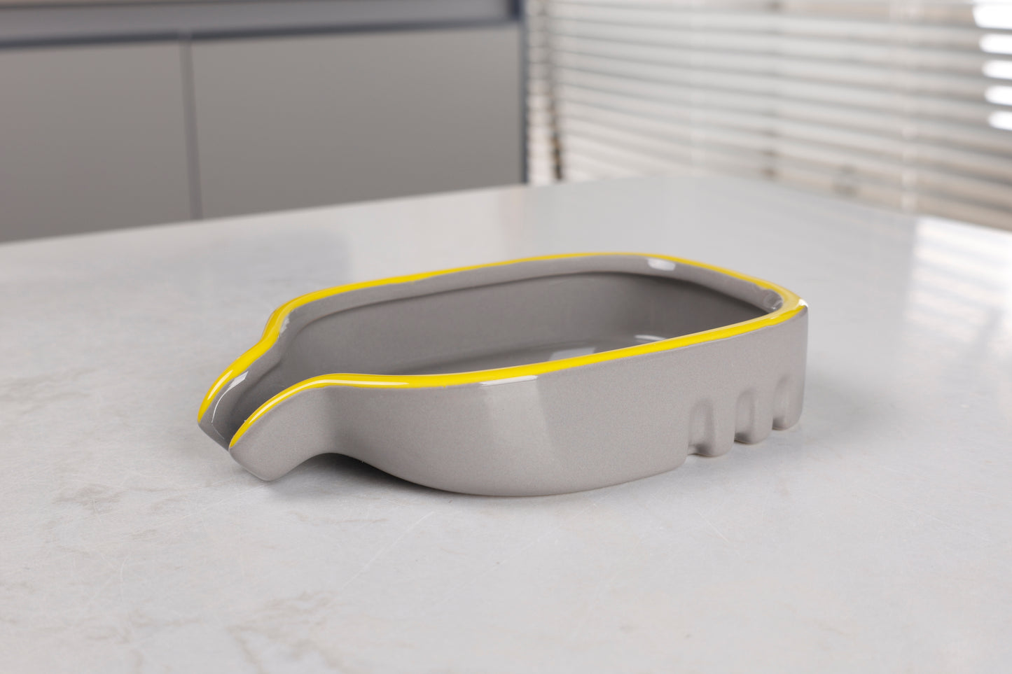 Bosilunlife Grey & Yellow Timeless Elegance Soap Dish