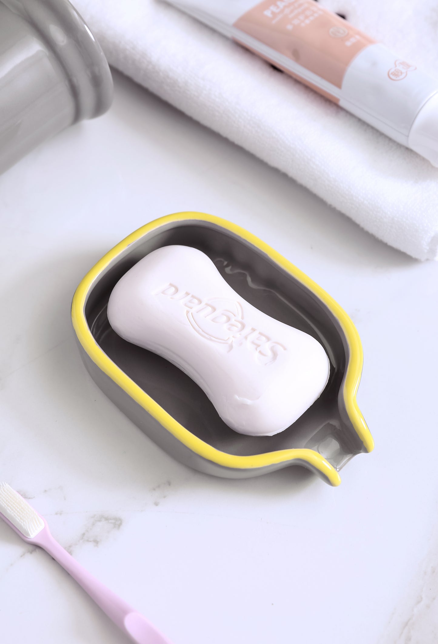 Bosilunlife Grey & Yellow Timeless Elegance Soap Dish