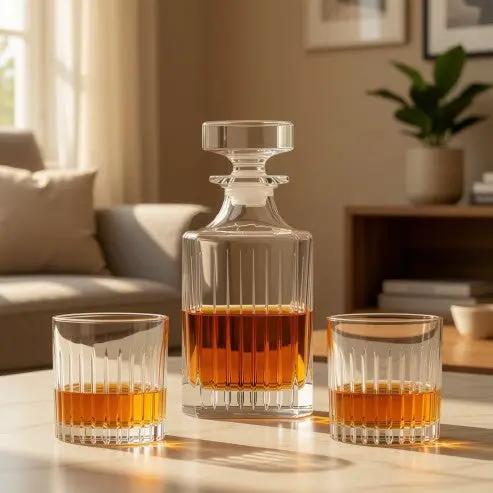 Broadway 3 Piece Whisky Decanter Set – In Gift Box by Glassware UK