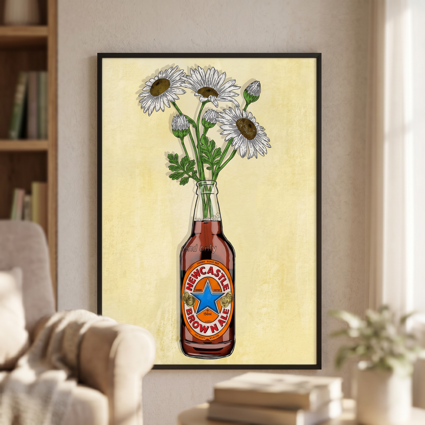 Newcastle Brown & Flowers - A2 Print