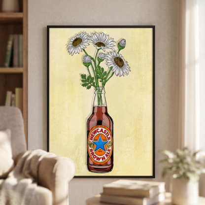 Newcastle Brown & Flowers - A2 Print
