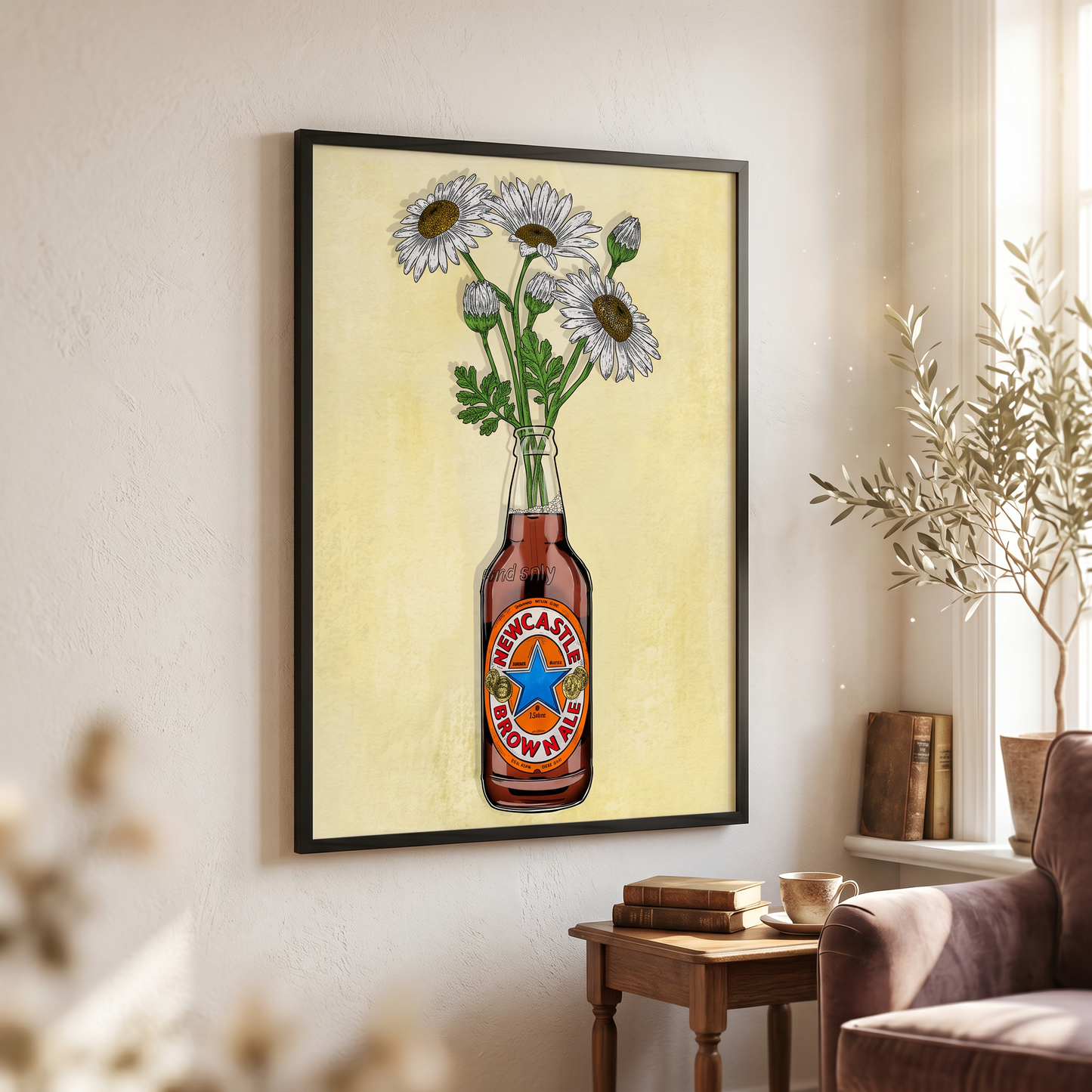 Newcastle Brown & Flowers - A2 Print