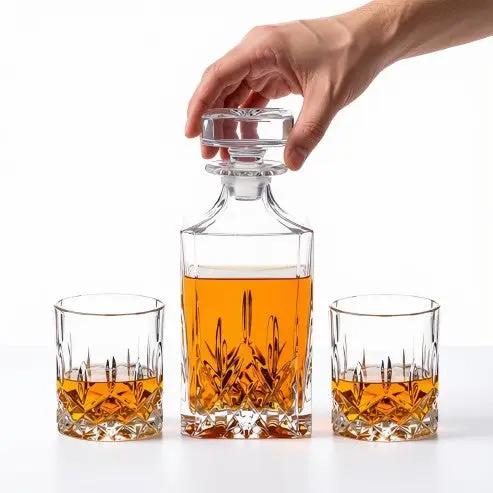 Dorchester Crystal Whisky Decanter Set – 3 Pieces by Glassware UK