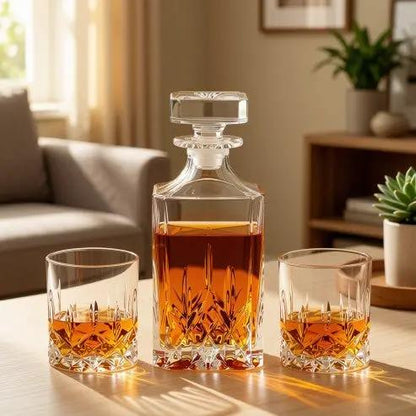 Dorchester Crystal Whisky Decanter Set – 3 Pieces by Glassware UK