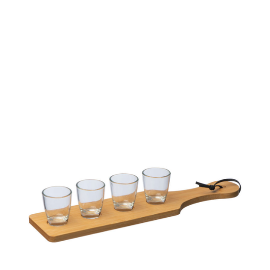 Shot Glass Paddle and Glasses - 5 Piece Set