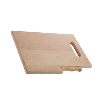 Wooden Cutting Board with Knife