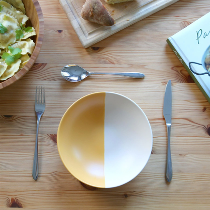 Mustard Dipped Stoneware Pasta Bowl - 20.5cm 
