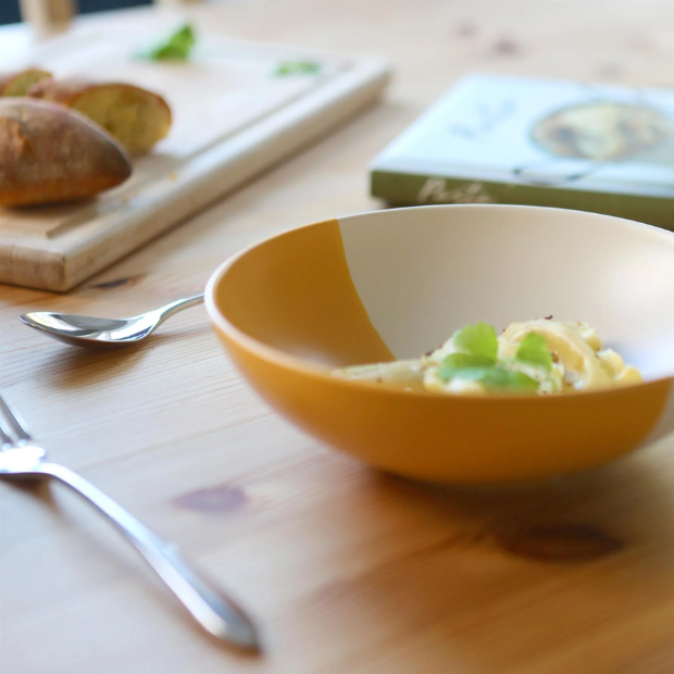 Mustard Dipped Stoneware Pasta Bowl - 20.5cm 