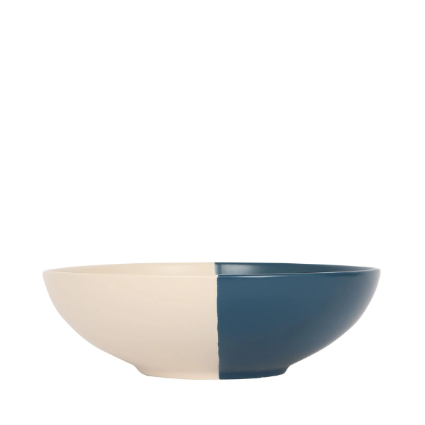 Navy Dipped Stoneware Pasta Bowl - 20.5cm 