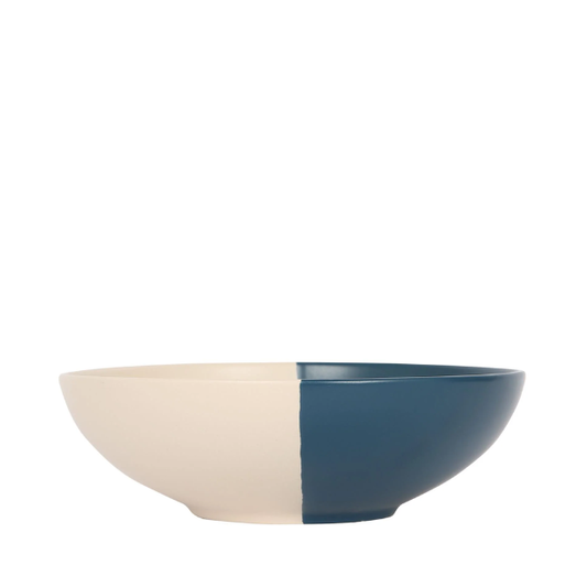 Navy Dipped Stoneware Pasta Bowl - 20.5cm 