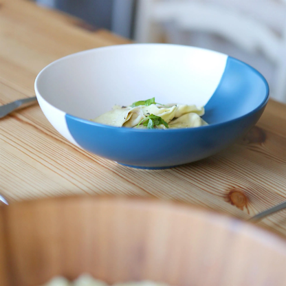 Navy Dipped Stoneware Pasta Bowl - 20.5cm 