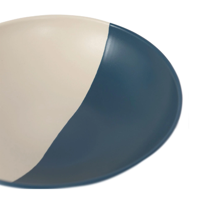 Navy Dipped Stoneware Pasta Bowl - 20.5cm 