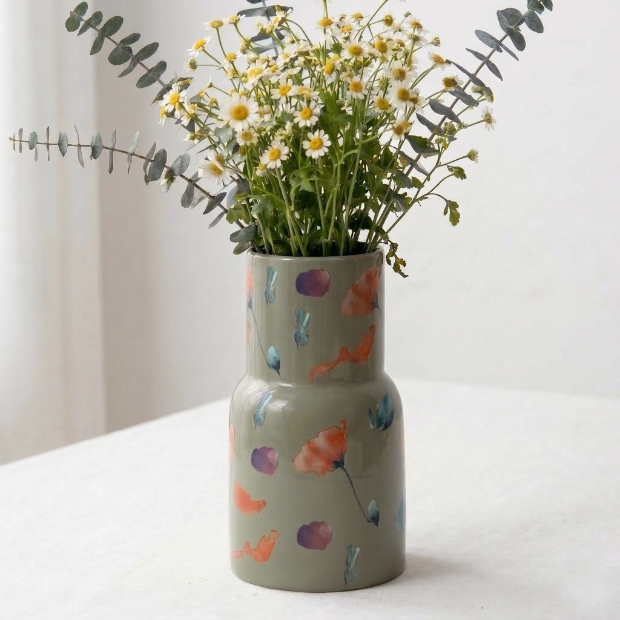 BosilunLife Botanical Flower Vase - Green - 20cm