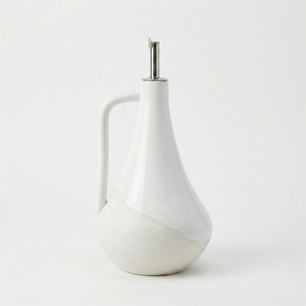 BosilunLife Nordic Oil or Vinegar Bottle with Handle - White - 24cm