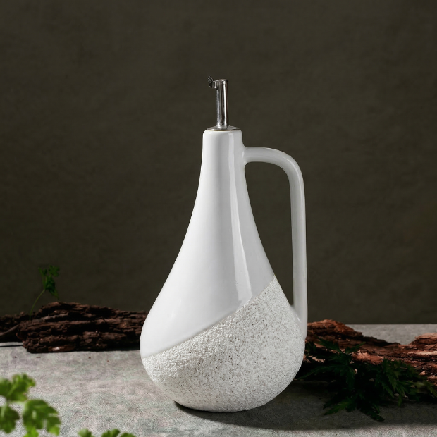 BosilunLife Nordic Oil or Vinegar Bottle with Handle - White - 24cm