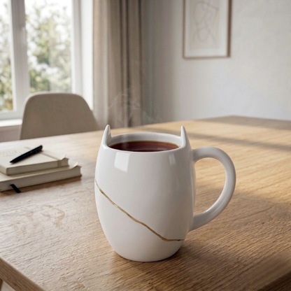 BosilunLife White Ceramic Cat Mug - 540ml