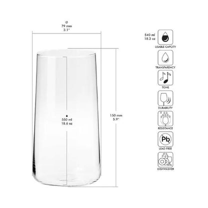 Krosno Highball Glass - 550ml - Avant-Garde Collection by Krosno