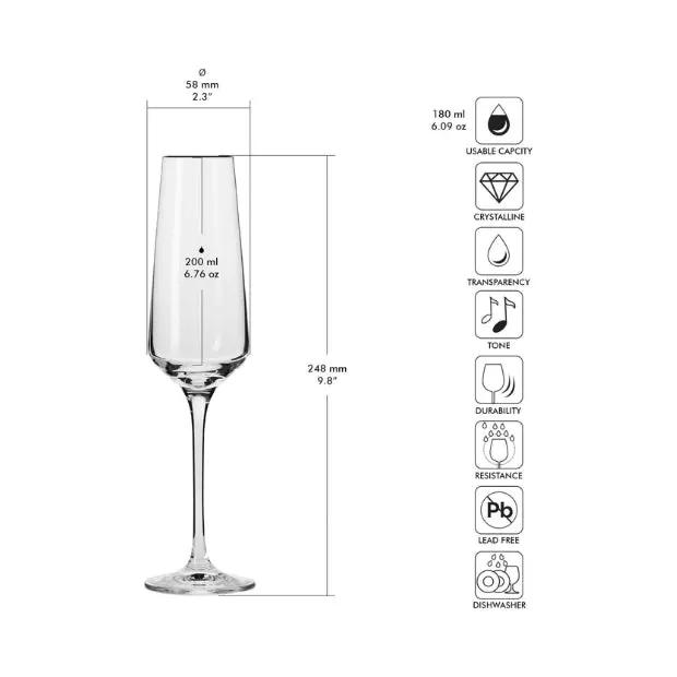 Krosno Champagne Glass - 200ml - Avant-Garde Collection by Krosno
