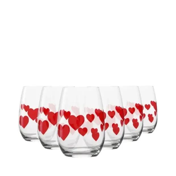 L'Amour Red Heart Whisky Tumbler Set - 335ml - Set of 6 by Stolzle