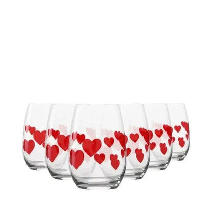 L'Amour Red Heart Whisky Tumbler Set - 335ml - Set of 6 by Stolzle