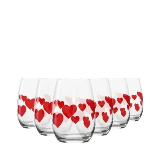 L'Amour Red Heart Whisky Tumbler Set - 335ml - Set of 6 by Stolzle