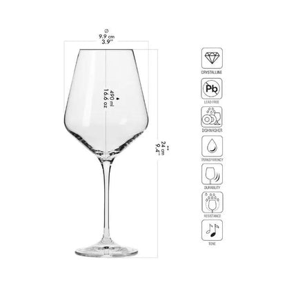 Krosno Red Wine Glasses - Set of 6 - 550ml - Avant-Garde Collection by Krosno
