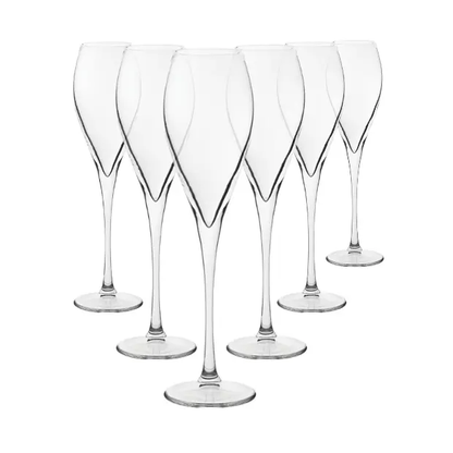 Monte Carlo Champagne Flutes - 230ml - Set of 6 by Glassware UK