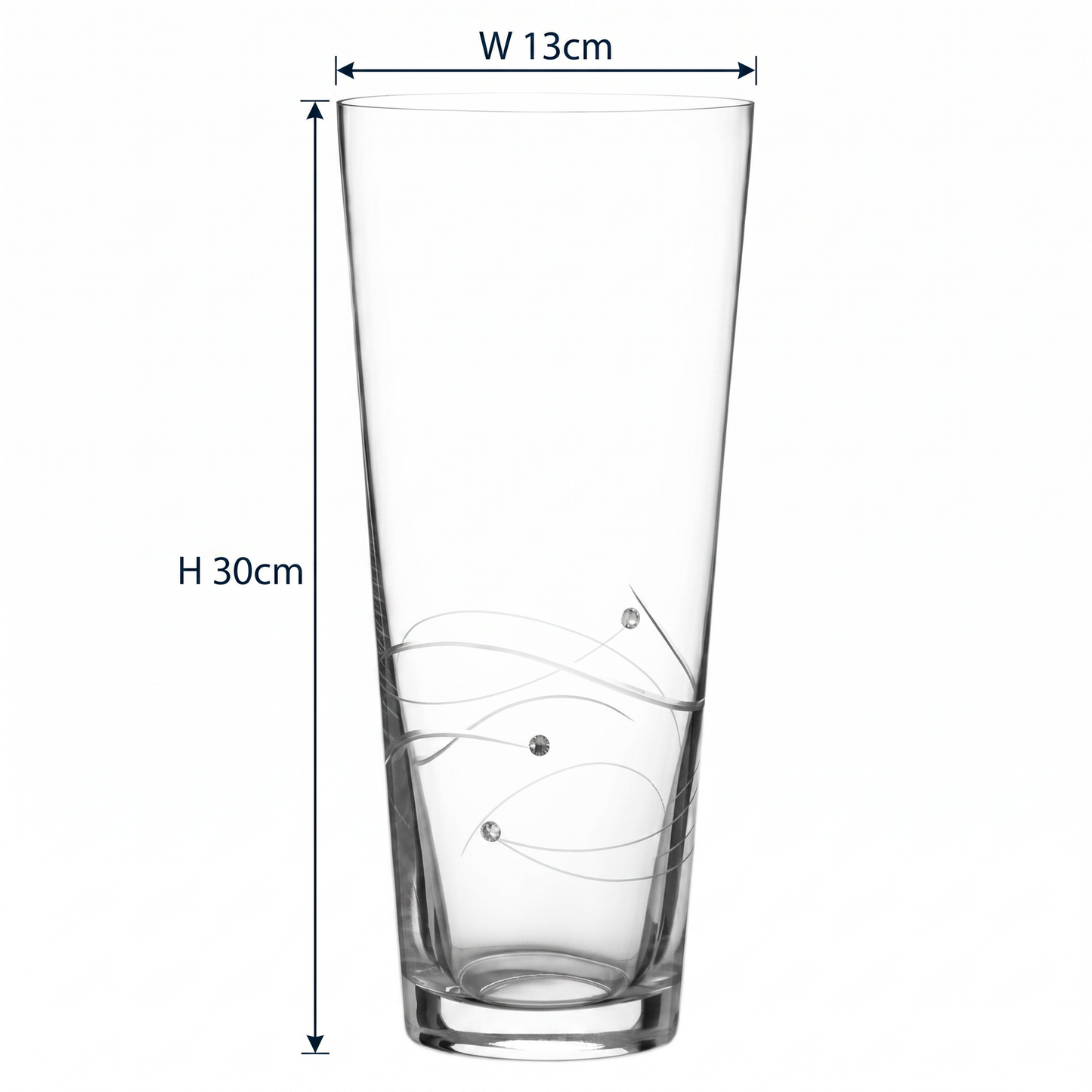 Diamante Conical Vase with Spiral Design Cutting - 30cm