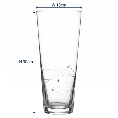Diamante Conical Vase with Spiral Design Cutting - 30cm