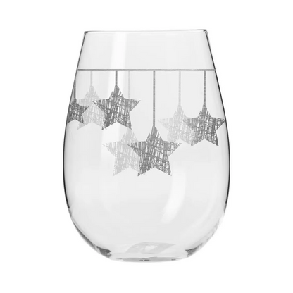 Krosno Star Stemless Wine Glasses - Silver Hanging Stars - 500ml - Set of 6