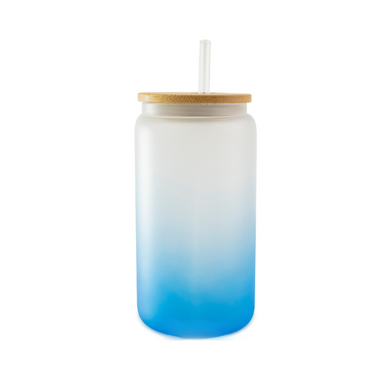 16oz Frosted Glass Tumbler With Straw