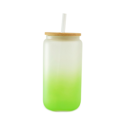 16oz Frosted Glass Tumbler With Straw