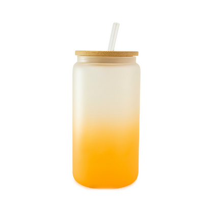 16oz Frosted Glass Tumbler With Straw