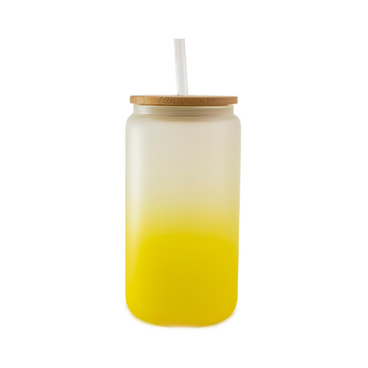 16oz Frosted Glass Tumbler With Straw