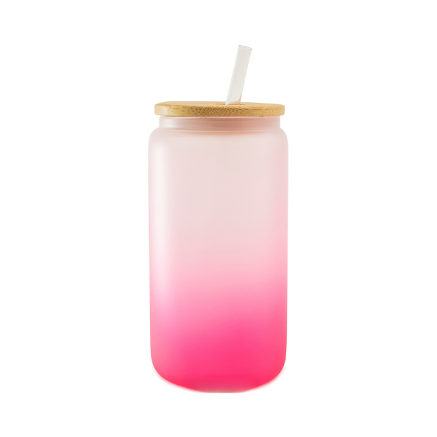 16oz Frosted Glass Tumbler With Straw