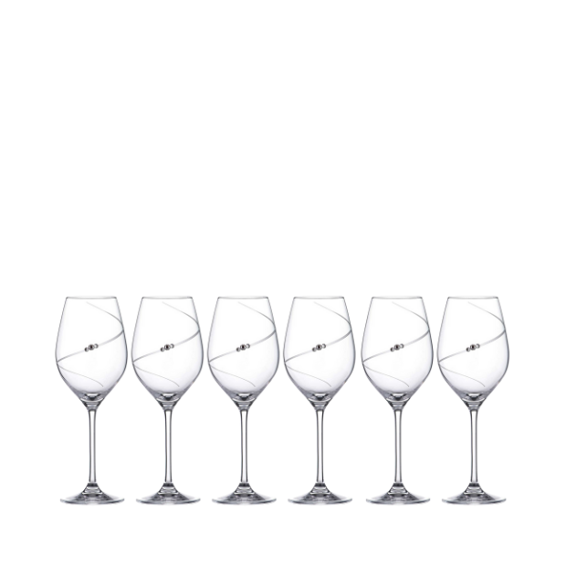 Silhouette Set of 6 Wine Glasses with Swarovski® Crystals