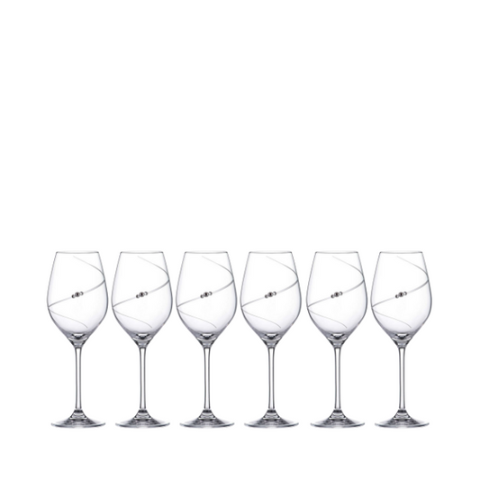 Silhouette Set of 6 Wine Glasses with Swarovski® Crystals