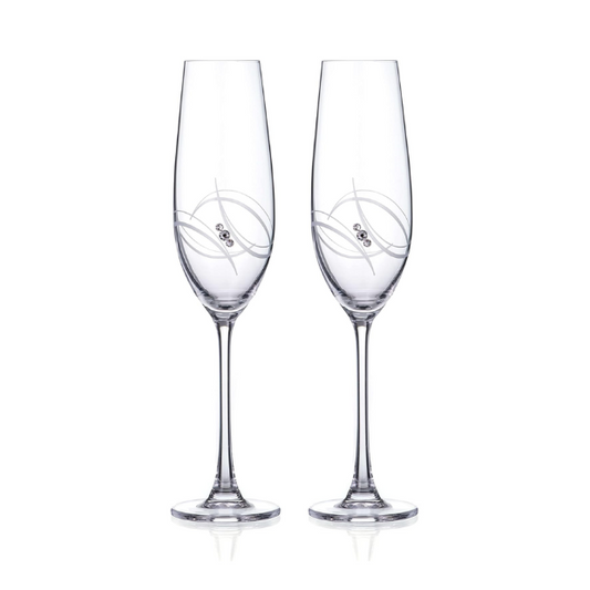 Atlantis Champagne & Prosecco Flutes Adorned with Swarovski® Crystals – In Gift Box