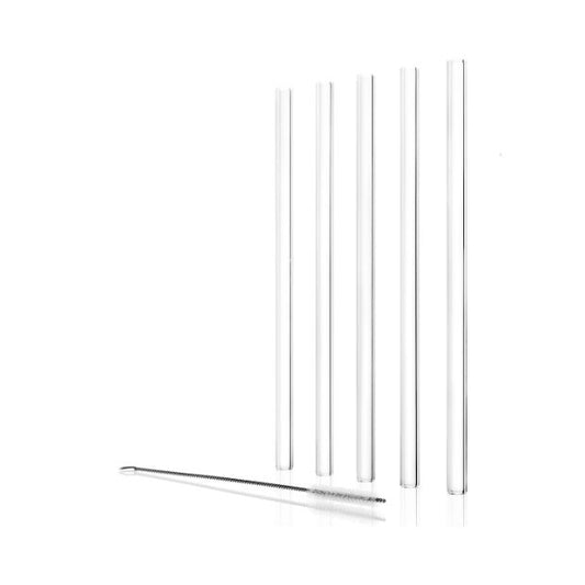 Stolzle Glass Drinking Straws with Cleaning Brush