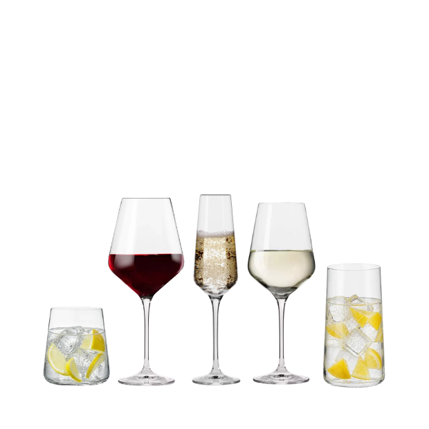 Krosno New Home Set - 30 Pieces - Red, White, Fizz, Tumbler & Hball - Avant Garde Collection