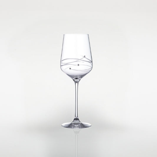 "Just For You" Diamante Wine Glass with Spiral Design Cutting in an attractive Gift Box