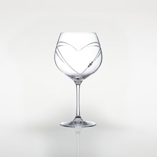 Diamante "Just For You" Gin Glass with Heart-Shaped Cutting - 610ml