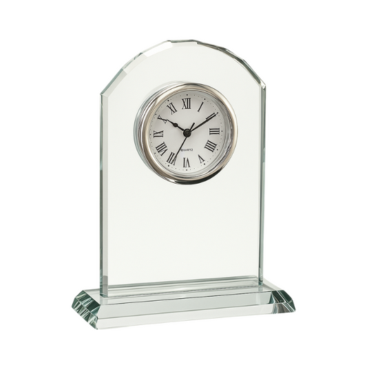 Jade Glass Arch Clock - 15cm