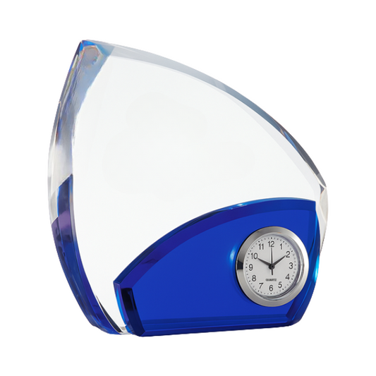 Optical Crystal Clear & Cobalt Blue Clock