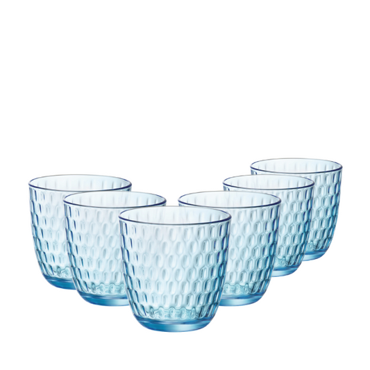 Bormioli Rocco Slot Water Glasses in Lively Blue - 290ml - Set of 6