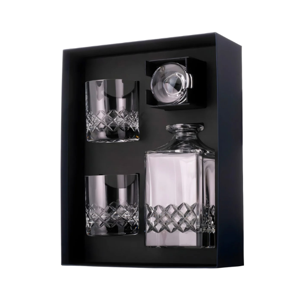 Grovesnor Cut 3 Piece Crystal Whisky Set - In Gift Box