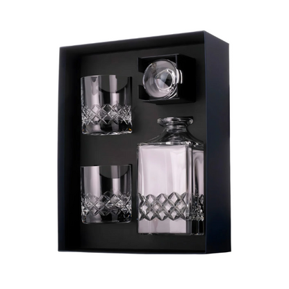 Grovesnor Cut 3 Piece Crystal Whisky Set - In Gift Box