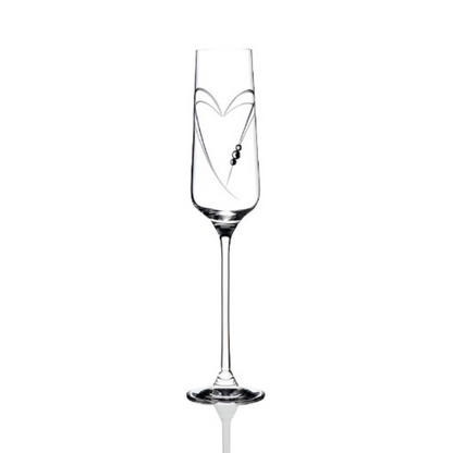 Diamante "Just For You" Champagne Flute with Heart Shaped Cutting in an attractive Gift Box