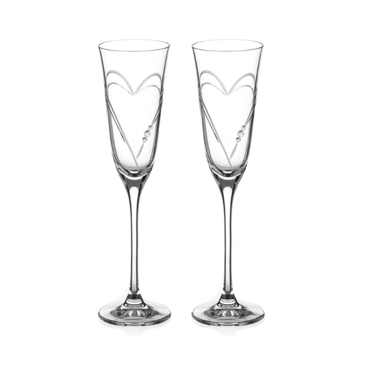 Beloved Hearts Crystal Champagne Flutes - 160ml - Set of 2