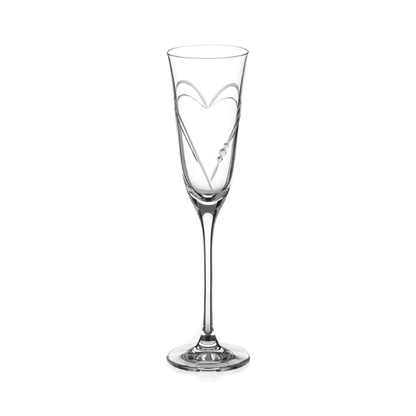 Beloved Hearts Crystal Champagne Flutes - 160ml - Set of 2